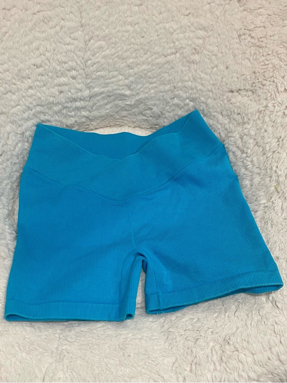 Women's High-Waist Ribbed Active Shorts - Bright Blue